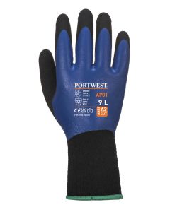 Portwest Cold 13 Latex Aqua Gloves AP01 - Thermal Grip Safety Work Gloves, Superb Abrasion and Tear Resistance