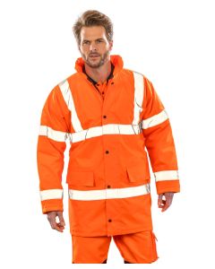 Result Core High-Viz Coat – Insulated ¾-Length Safety Coat with Quilted Lining, Year-Round Durable Performance, Full Length Durability