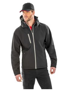 Result Core TX Performance Hooded Softshell Jacket – 3-Layer Bonded, Breathable, Wind-Defiant, Full Front Zip, Open Cuff