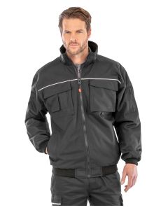 Result Work-Guard Sabre Pilot Jacket – Quilted Waterproof Workwear with Reflective Trims, Fully Taped Seams, Elasticated Rib Cuffs/Waistband