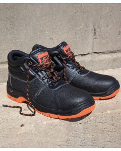 Result Workguard Defence Safety Boot – Classic Black Leather, SBP Safety Boot, Steel Toe Cap, Black Embossed Split Leather