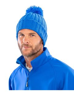 Result Winter Essentials HDI Quest Knitted Hat – Chunky Long-Length Pom-Pom Beanie, Foldable Hem