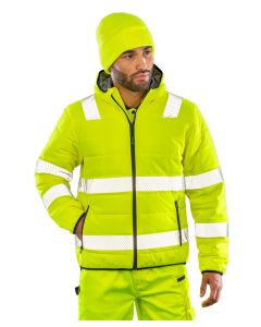 Result Genuine Recycled Ripstop Padded Safety Jacket – Waterproof, Insulated, Repreve Polyester, Shaped Longer Back Panel