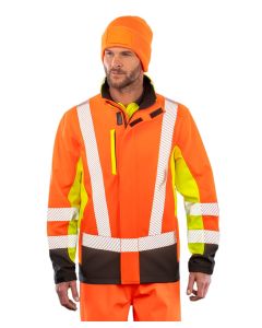 Result Recycled 3-Layer Printable 3- Tone Safety Softshell Jacket - Hi Vis Windproof Microfleece Lined Zip Through Coat