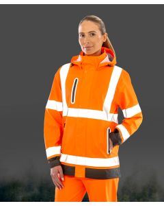 Result Recycled Heavy Duty Prism PU Safety and Dry Jacket with Recycled Backing - Waterproof Reflective Hooded Hi Vis Jacket