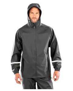 Result Genuine Recycled Prism PU Waterproof Jacket with Reflective Bands and Recycled Backing – Eco Style, Waterproof