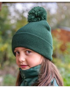 Result Winter Essentials Junior Pom Pom Beanie – Classic Sailor-Style, Heavyweight Double Knit, Deep Fold Cuff