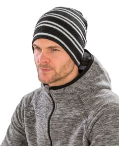 Result Winter Essentials Team Reversible Beanie – Striped & Solid Two-Way Knit Hat, One-Size, Bold Colourways
