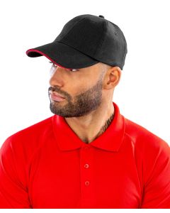 Result Headwear Brushed Cotton Printers/Embroiderers Cap with Sandwich Peak – Heavy Brushed Cotton Drill, Pre-Curved Peak & Adjustable Fit