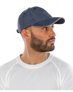 Result Headwear Washed Fine-Line Cotton Cap with Sandwich Peak – Brushed, Soft Peach Finish, 6 Panel, Unsupported Front Panels