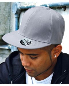 Result Headwear Bronx Original Flat Peak Snapback Cap – Retro Style, Collectable with Peak Sticker, Embroidery & Transfer Print