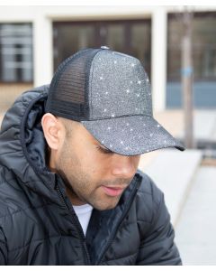 Result Headwear Core New York Sparkle Cap – One-Size, Vintage Charisma, for Ponytail, Tear-Release Adjuster, Semi-Curved