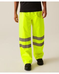 Regatta High Visibility Hi-Vis Pack-Away Trousers – Rib Collar, Quarter Zip