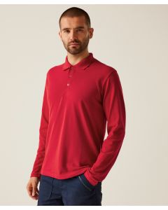 Regatta Professional Long Sleeve Polo Tee – Button-Through Collar, Pique Knit