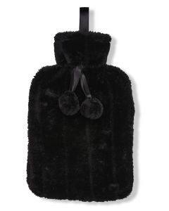 Ribbon Luxury Classic Faux Fur Hot Water Bottle and Cover - 2 Litre, Natural Rubber Heat Therapy Bottle for Aches and Pains 