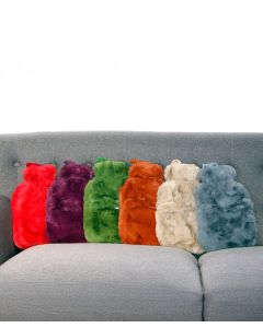 Ribbon Super Luxury Faux Fur Hot Water Bottle and Cover – Soft Plush, Cosy Heat Pack, Natural Rubber Bottle