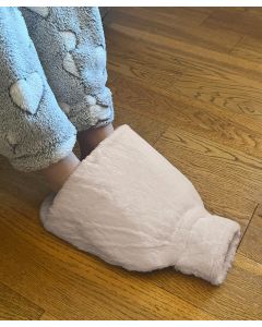 Ribbon Luxury Foot Hot Water Bottle & Cover in Plush Faux Fur - Rubber Foot Warmer, Cosy Heated Feet Warmer, Winter Pain Relief