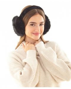 Ribbon Luxury Faux Fur Ear Muffs - Winter Ear Warmers, Soft Plush Foldable Earmuffs, Cold Weather Protection