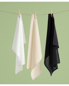 Nutshell® Organic Cotton Tea Towel – Absorbent Kitchen Drying Cloth, Herringbone Hanging Loop, Hemmed Edges