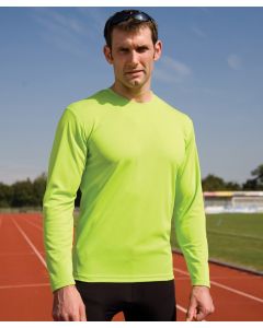 Spiro Quick-Dry Long Sleeve T-Shirt – Performance Fabric with Athletic Design, Cover Stitch Seams, Self Fabric Bound Neck