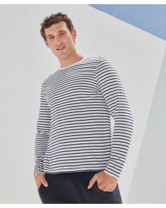 SF Clothing Unisex Long-Sleeved Striped T-Shirt – Unisex Styling, Regular Fit, Stretch Rib Neck, Twin- Needle Stitching