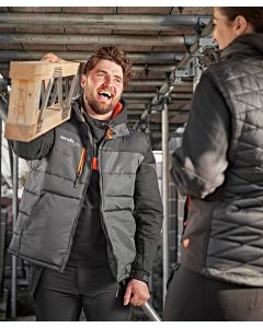 Scruffs Worker Bodywarmer – Fully Padded, Water-Resistant Gilet with Zipped Pockets, Graphite, Internal Pocket for Extra Storage