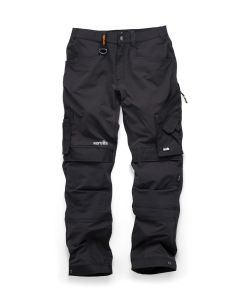Scruffs Pro Flex Plus Trousers – 4-Way Stretch Slim Fit with Knee Pad & Holster Pockets, Secure Zipped Pocket, Hammer Loop