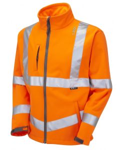 Leo Workwear Buckland EcoViz Softshell Jacket - Water Repellant Outerwear, Adjustable Cuffs and Hem, Multiple Secure Pockets