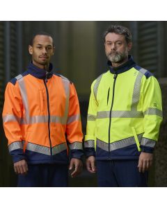 Leo Workwear BOWDEN Leo EcoViz Softshell Jacket - Zipped Hand Pockets, Adjustable Cuffs and Shock Cord Hem, Zipped Chest Pocket