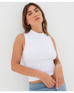 SF Clothing Women’s High Neck Crop Vest – Self-Fabric Funnel- Neck, Fashionable Cropped Length, Soft-Stretch Single Fabric