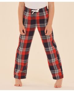 SF Kids Tartan Lounge Pants - Woven Pyjama Bottoms, Elastic Waist, Cotton Rich Soft Sleepwear, Checked Nightwear