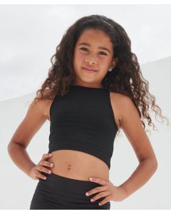 SF Clothing Kids Cropped Top – Racer Shape on Front and Back on Neckline, Twin- Needle Stitching on Hem, Armholes and Neckline