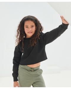 SF Clothing Kids Cropped Slounge Sweat – Oversized Sweatshirt with Cropped Raw Hem, Set-in Sleeves with Dropped Shoulders