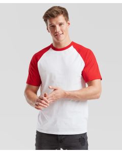 Fruit Of The Loom Short-Sleeved Baseball T - Contrast Sleeves, Fine Knit Gauge