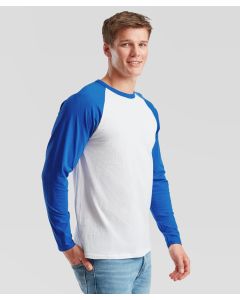  Fruit Of The Loom Long Sleeve Baseball T - Contrast Sleeves, Fine Knit Gauge