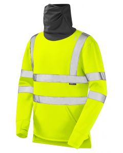 Leo Workwear COMBESGATE Leo EcoViz Snood Sweatshirt - Stretch Fabric, Antimicrobial Finish, Premium Reflective Tape