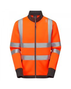 Leo Workwear ARGANITE Leo EcoViz Zipped Sweatshirt – High-Visibility Full-Zip Hi-Vis Sweatshirt, Zip Fastened, Thumbholes