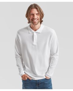Fruit of The Loom Premium Long Sleeve Polo–Regular fit, 100% Cotton, Ribbed Cuff