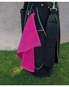 Towel City Luxury Range Golf Towel – Premium Soft Velour Finish with Handy Metal Eyelet & Hook, Silver Effect River and Hook