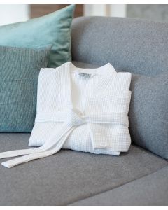 Towel City Waffle Robe – Soft Cotton, Spa-Inspired Relaxation Wear, Deep Patch Pockets and Kimono Styling, Shawl Collar Design