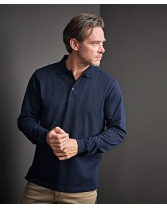 Tee Jays Luxury Stretch Long‑Sleeve Polo Shirt – Tailored Organic Cotton Blend, Flat Knit Collar with Elastane, Mini Pique