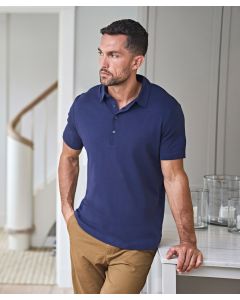 Tee Jays Pima Cotton Polo — 44‑Singles Interlock, Slim Fit with Anthracite Pearl Buttons, Self Fabric Collar, Reinforced Shoulder
