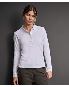 Tee Jays Women’s Luxury Stretch Long-Sleeve Polo – Premium Mini Piqué Finish, Tailored Fit, Refined Drape, Flat Knit Collar