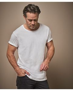 Tee Jays Roll-Up Tee – Contemporary Short-Sleeve Top in Long-Fibre Cotton, Shoulder to Shoulder Neck Tape, Enzyme Washed