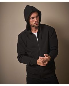 Tee Jays Ribbed Interlock Hooded Full Zip – Premium 365 gsm Heavyweight Cotton-Blend Jacket, Two Open Front Pockets, Full Zip