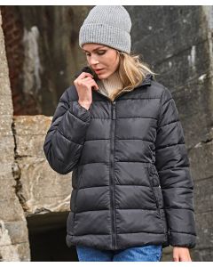 Tee Jays Women’s Lite Hooded Jacket – Lightweight Insulated Style, Recycled Ripstop, Two Large External Zip Pockets, Adjustable Hem