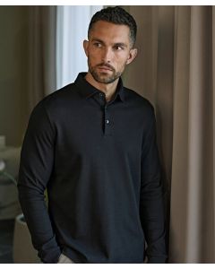 Tee Jays Pima Cotton Long Sleeve Polo Shirt – Tailored Fit, Soft Rib Cuffs, Premium Cotton, 3 Button Placket, Office Wear