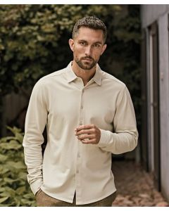 Tee Jays Luxury Stretch Shirt – Elastane Tailored Fit Shirt, Mini Piqué Weave, Button Cuff Formal Shirt, Self-Fabric Collar 