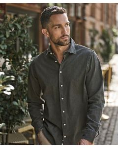 Tee Jays Denim Shirt - Men’s Stretch Cotton Shirt with Wide Spread Collar, Shaped Fit, Button Down Casual Denim Shirt