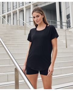 Tombo Scoop Neck Tee – Oversized Fit, Dropped Shoulders, Curved Hem, Super Soft Fabric, Tear Out Label